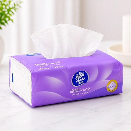 vinda deluxe cotton soft 4d embossed facial tissue paper white color 80 pulls v2836 china