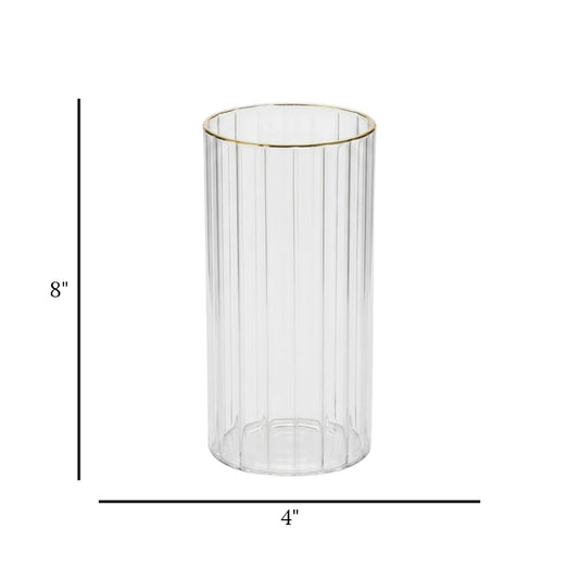 glass tube vase lines golden ring small 8''x4'' china