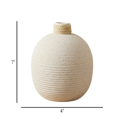 ceramic vase ribbed lines white 7''x4'' china